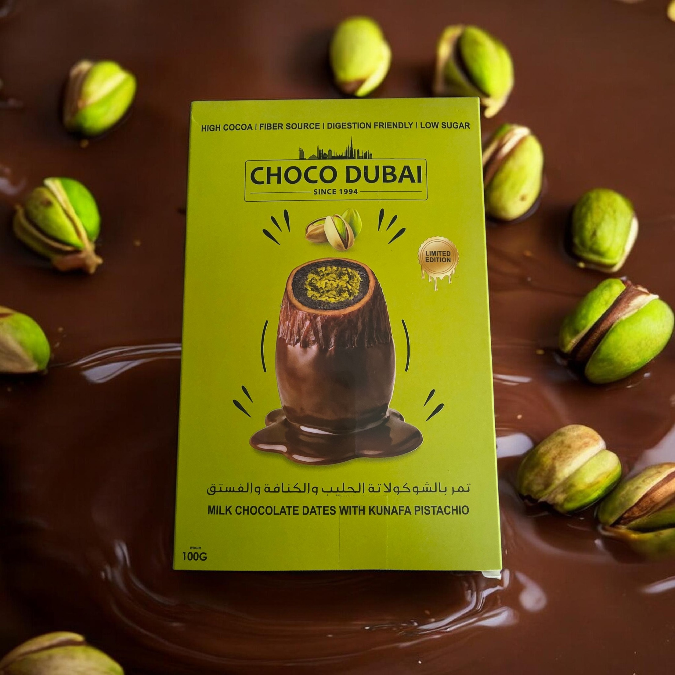 Kunafa Pistachio Chocolate Dubai Dates