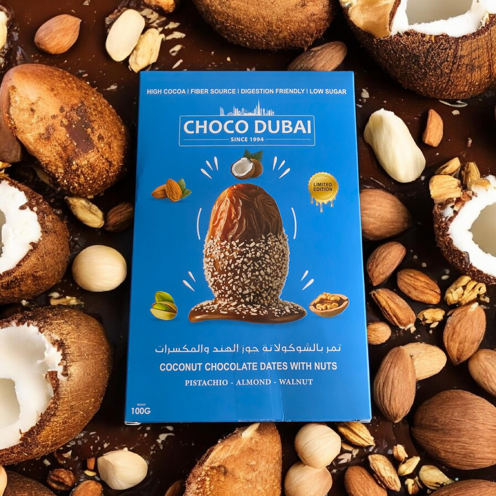 Coconut Chocolate Dubai Dates with Nuts